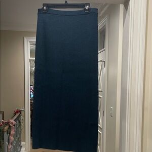 Eileen Fisher teal ribbed knit Maxi Skirt